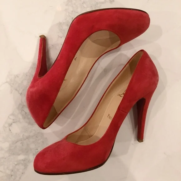 CHRISTIAN LOUBOUTIN Pink Suede “Simple Pumps” SZ 37.5 - Picture 11 of 16